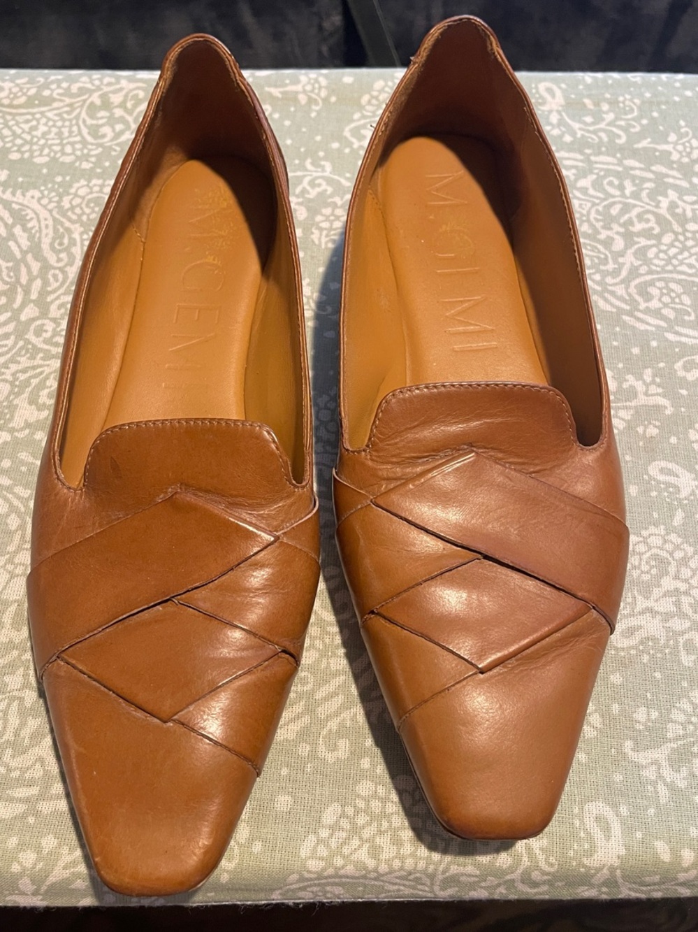 M. Gemi Cognac Leather Pointed Loafers